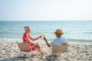 Whats your Why for retirement Part 2 Translating your lifestyle goals to a savings target elderly couple on the beach celebrating reaching their Retirement Savings Target. Whats your Why for retirement Part 2 Translating your lifestyle goals to a savings target