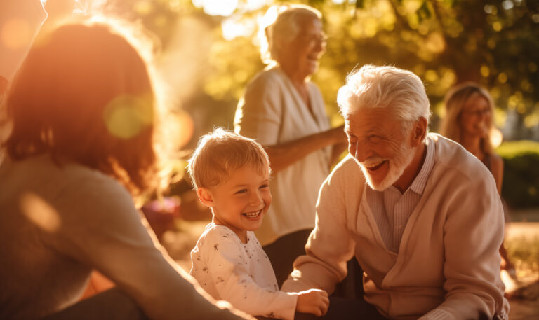 a happy grandfather playing with their grandchild after getting Insights on Retirement Planning